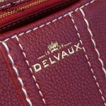 Delvaux-014-3 百搭新款手工車線brillan紅色原版TOGO皮橫款大號手袋