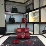 Delvaux-04-6 時尚復古brilliant 棗紅色原版BOX光面牛皮手提單肩包