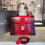 Delvaux-030 Sellier Brillant鱷魚紋牛皮 小羊皮內裏可調節肩帶原裝禮盒手提單肩斜挎包