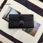 Delvaux-21 時尚復古Brillan Frence黑色原版牛皮翻蓋錢包手拿包