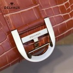 Delvaux-031-2 Sellier Brillant鱷魚紋牛皮 小羊皮內裏可調節肩帶原裝禮盒橫款手提單肩斜挎包
