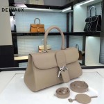 Delvaux-18-4 名媛必備brillant淺灰色原版粒面牛皮橫款大號手袋