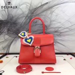 Delvaux-05-3 復古風brilliant 西瓜紅色原版BOX光面牛皮大號手提單肩包