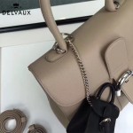 Delvaux-19-6 潮人必備新款brillant淺灰色原版牛皮豎款大號手提單肩包