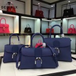 Delvaux-18-3 名媛必備brillant藍色原版粒面牛皮橫款大號手袋