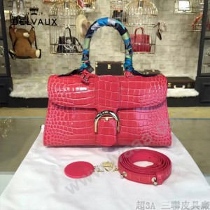 Delvaux-031-3 Sellier Brillant鱷魚紋牛皮 小羊皮內裏可調節肩帶原裝禮盒橫款手提單肩斜挎包