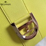 Delvaux-19-9 潮人必備新款brillant黃色原版牛皮豎款大號手提單肩包