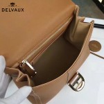 Delvaux-014-5 百搭新款手工車線brillan土黃色原版TOGO皮橫款大號手袋