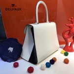 Delvaux-027 新款原版box皮系列白色槍扣手提包