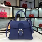 Delvaux-19-5 潮人必備新款brillant藍色原版牛皮豎款大號手提單肩包