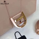 Delvaux-05 復古風brilliant 裸粉色原版BOX光面牛皮大號手提單肩包