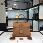 Delvaux-19-8 潮人必備新款brillant土黃色原版牛皮豎款大號手提單肩包