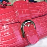 Delvaux-031-3 Sellier Brillant鱷魚紋牛皮 小羊皮內裏可調節肩帶原裝禮盒橫款手提單肩斜挎包