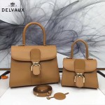 Delvaux-05-6 復古風brilliant 土黃色原版BOX光面牛皮大號手提單肩包