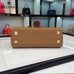 Delvaux-18-6 名媛必備brillant土黃色原版粒面牛皮橫款大號手袋