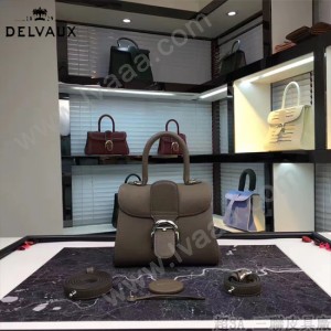 Delvaux-17-7 人氣熱銷brillant深灰色原版粒面牛皮手提單肩包