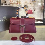 Delvaux-014-7 潮流百搭手工車線brillan紅色原版TOGO皮手提單肩包