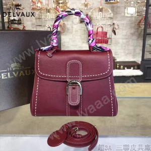 Delvaux-013-3 百搭新款手工車線brillan紅色原版TOGO皮豎款大號手袋