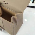 Delvaux-015 潮流百搭手工車線brillan淺灰色原版TOGO皮手提單肩包