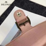 Delvaux-21-2 時尚復古Brillan Frence粉色原版牛皮翻蓋錢包手拿包