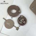 Delvaux-19-6 潮人必備新款brillant淺灰色原版牛皮豎款大號手提單肩包