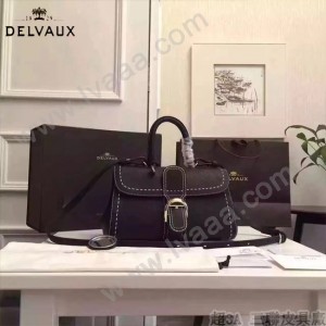 Delvaux-014-6 百搭新款手工車線brillan黑色原版TOGO皮橫款大號手袋