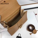 Delvaux-05-6 復古風brilliant 土黃色原版BOX光面牛皮大號手提單肩包