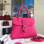 Delvaux-19 潮人必備新款brillant枚紅色原版牛皮豎款大號手提單肩包