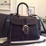Delvaux-013-7 百搭新款手工車線brillan黑色原版TOGO皮豎款大號手袋
