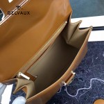 Delvaux-026 新款原版box皮系列焦糖色拼色進口手提包