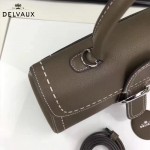 Delvaux-014-2 搭新款手工車線brillan深灰色原版TOGO皮橫款大號手袋