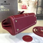 Delvaux-014-3 百搭新款手工車線brillan紅色原版TOGO皮橫款大號手袋