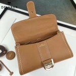 Delvaux-014-5 百搭新款手工車線brillan土黃色原版TOGO皮橫款大號手袋