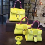 Delvaux-030-5 Sellier Brillant鱷魚紋牛皮 小羊皮內裏可調節肩帶原裝禮盒手提單肩斜挎包