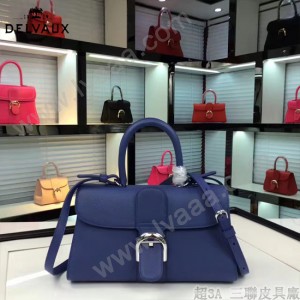 Delvaux-18-3 名媛必備brillant藍色原版粒面牛皮橫款大號手袋