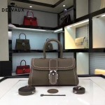 Delvaux-014-2 搭新款手工車線brillan深灰色原版TOGO皮橫款大號手袋