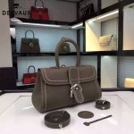Delvaux-014-2 搭新款手工車線brillan深灰色原版TOGO皮橫款大號手袋