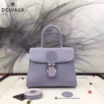 Delvaux-05-2 復古風brilliant 芋頭色原版BOX光面牛皮大號手提單肩包