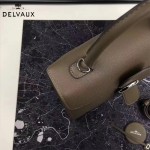 Delvaux-19-7 潮人必備新款brillant深灰色原版牛皮豎款大號手提單肩包