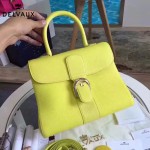 Delvaux-19-9 潮人必備新款brillant黃色原版牛皮豎款大號手提單肩包