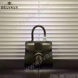 Delvaux-04-8 時尚復古brilliant 軍綠色原版BOX光面牛皮手提單肩包