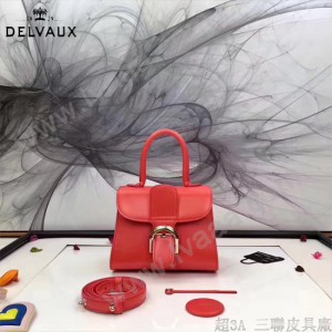 Delvaux-04-3 時尚復古brilliant 西瓜紅原版BOX光面牛皮手提單肩包