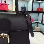 Delvaux-19-3 潮人必備新款brillant黑色原版牛皮豎款大號手提單肩包