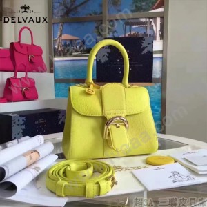 Delvaux-17-9 人氣熱銷brillant黃色原版粒面牛皮手提單肩包