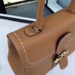 Delvaux-015-5 潮流百搭手工車線brillan土黃色原版TOGO皮手提單肩包