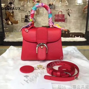Delvaux-017-2 人氣熱銷brillant紅色原版粒面牛皮手提單肩包