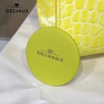 Delvaux-031-4 Sellier Brillant鱷魚紋牛皮 小羊皮內裏可調節肩帶原裝禮盒橫款手提單肩斜挎包