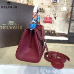 Delvaux-014-7 潮流百搭手工車線brillan紅色原版TOGO皮手提單肩包