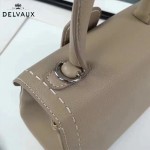 Delvaux-015 潮流百搭手工車線brillan淺灰色原版TOGO皮手提單肩包