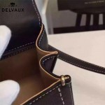 Delvaux-015-6 潮流百搭手工車線brillan黑色原版TOGO皮手提單肩包